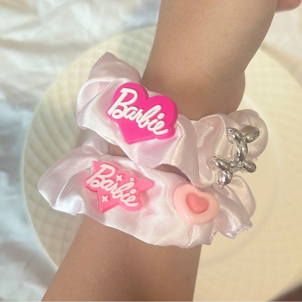 Handmade Barbie - themed Silk-like Hair Scrunchies Set (2 - piece)