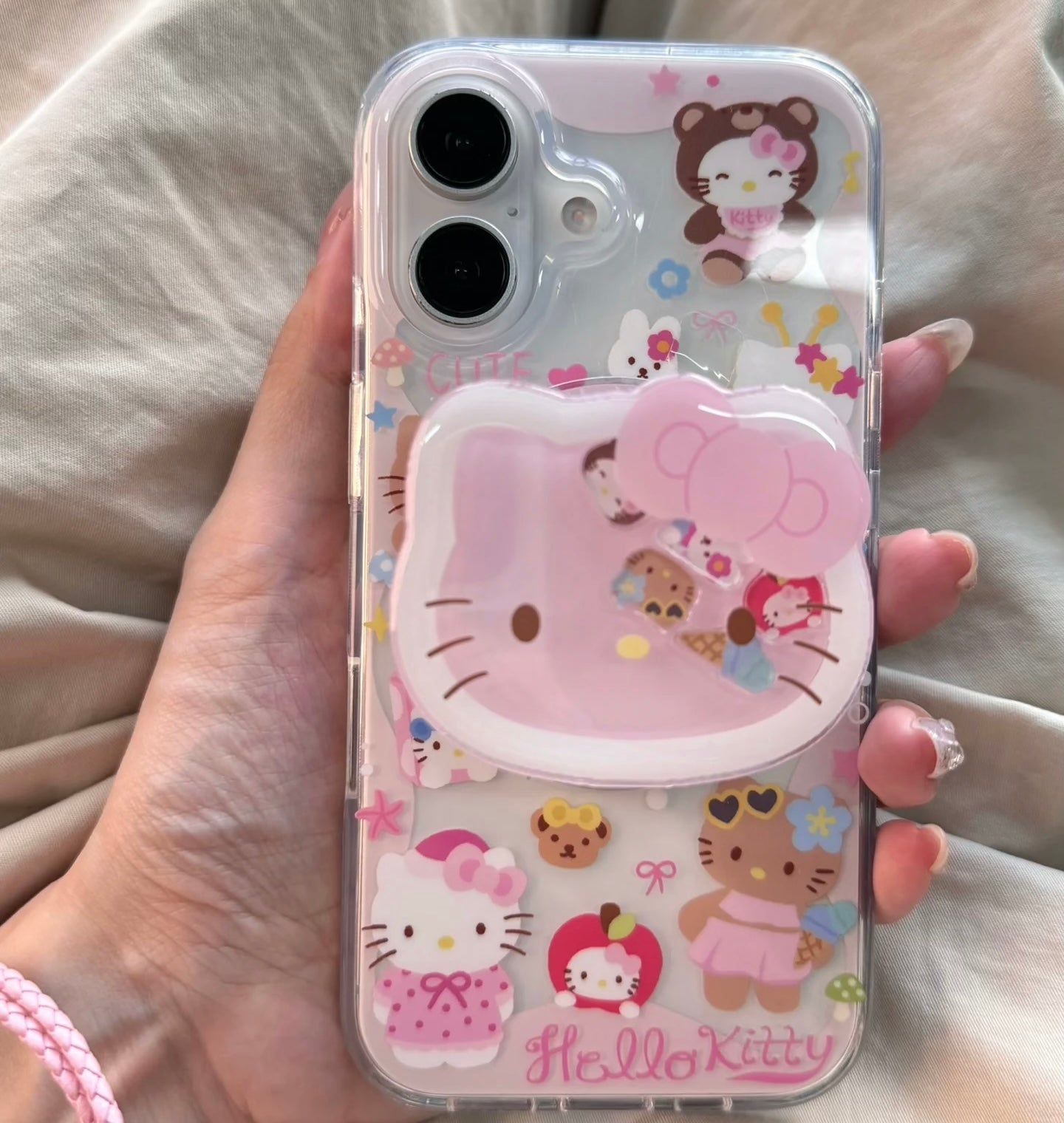 Hello Kitty Phone Grips - Adhesive, Retractable & Portable Airbag Phone Holder