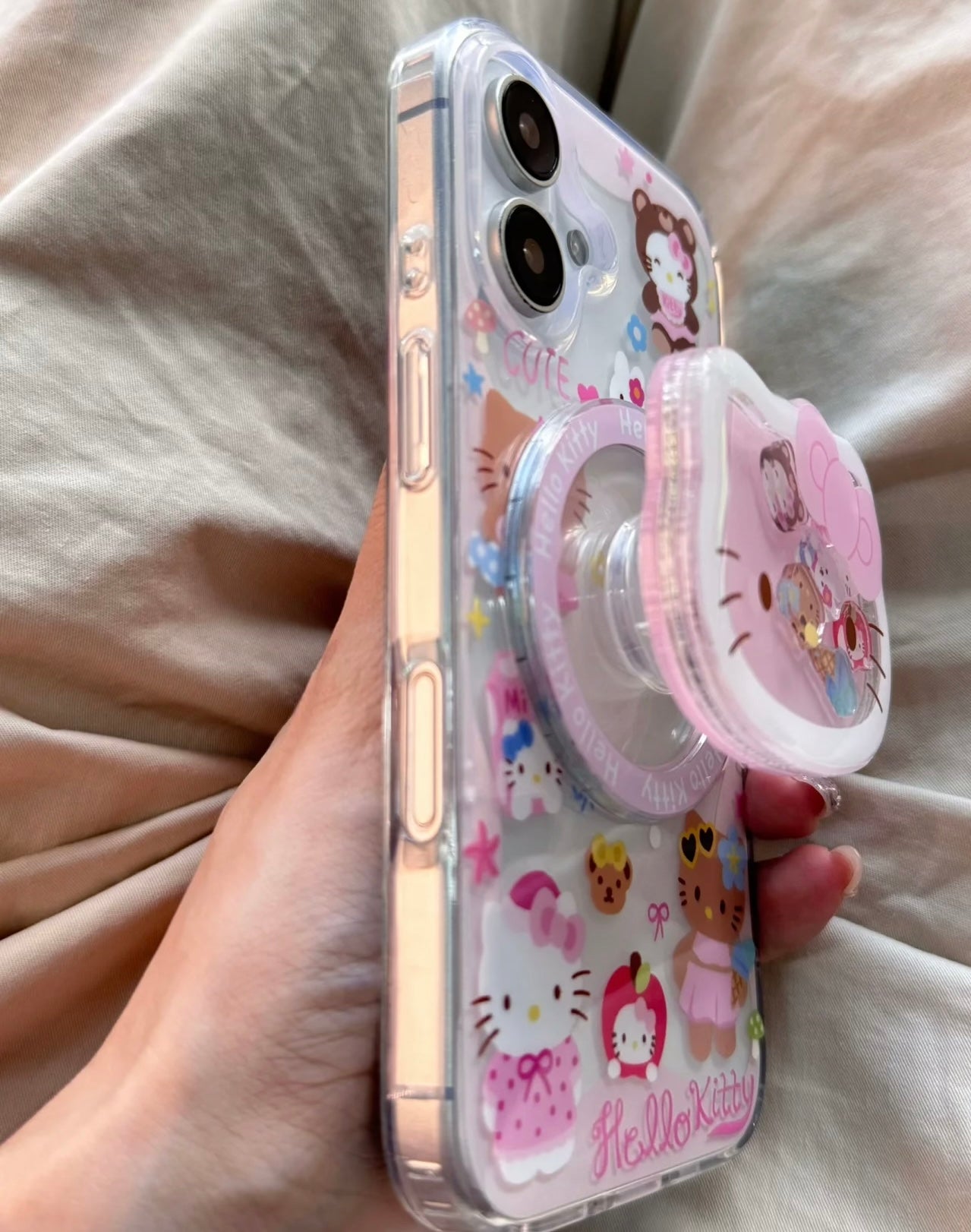 Hello Kitty Phone Grips - Adhesive, Retractable & Portable Airbag Phone Holder