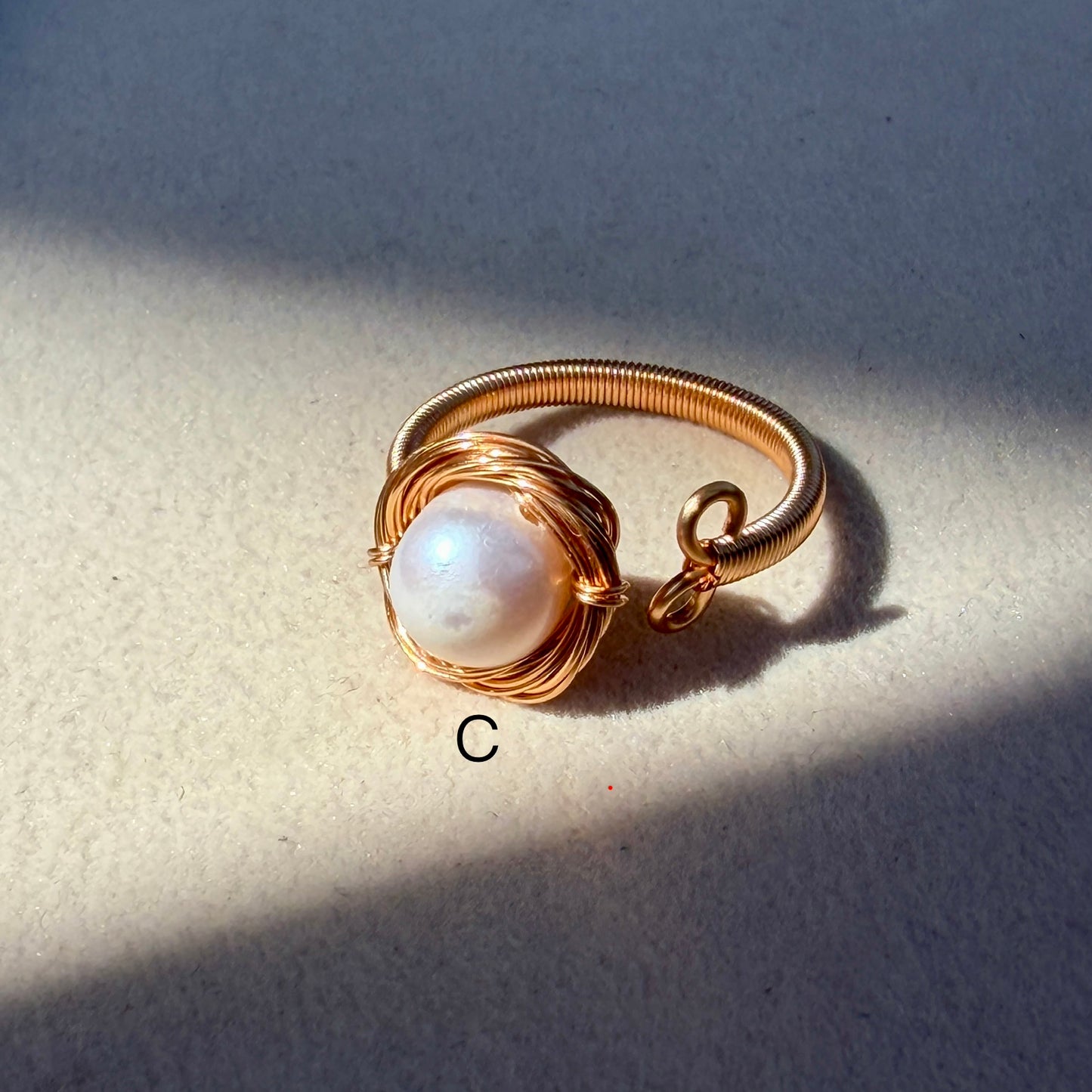Handcrafted 14K Gold plated Wire Wrapped Ring with Natural Fresh water Baroque Pearls