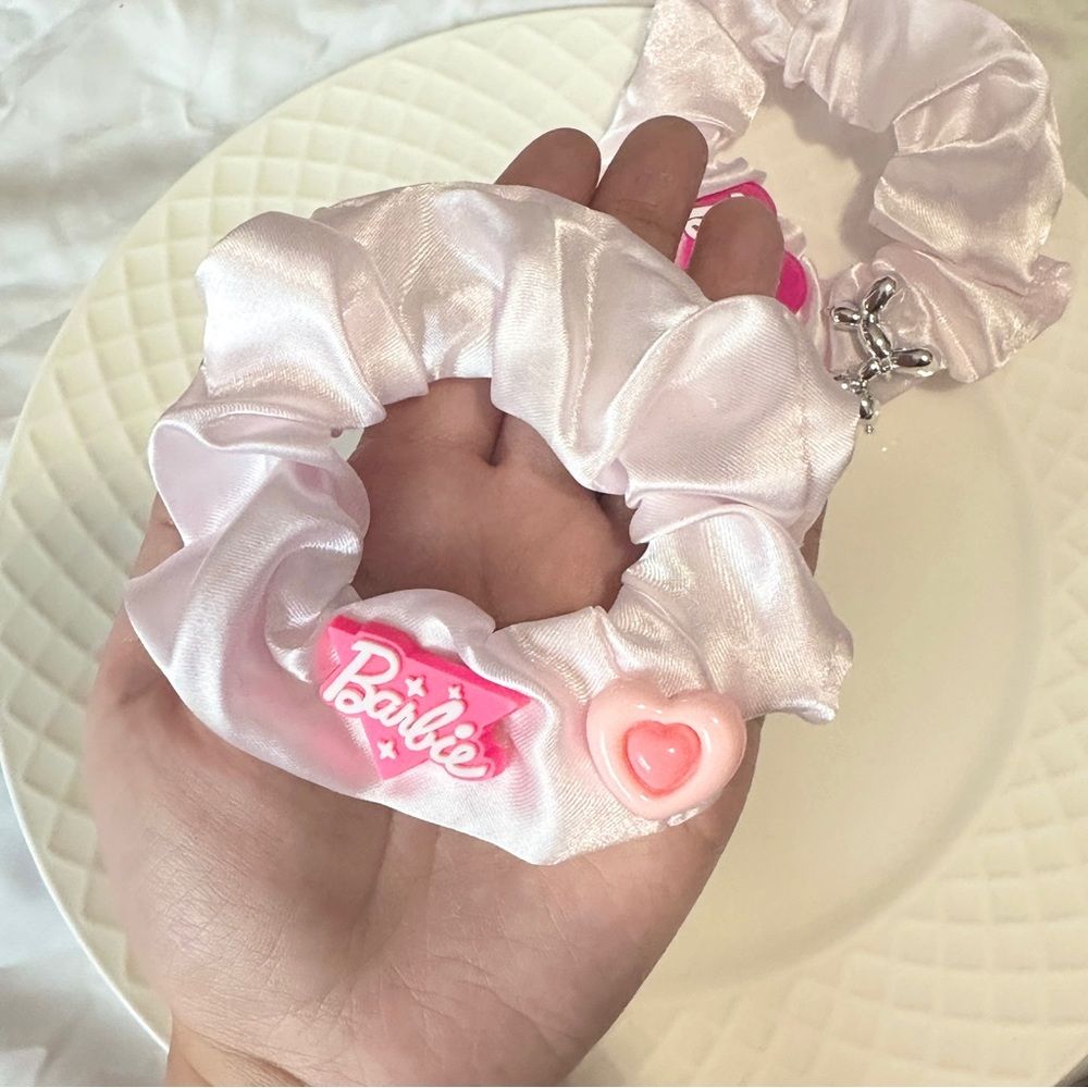 Handmade Barbie - themed Silk-like Hair Scrunchies Set (2 - piece)