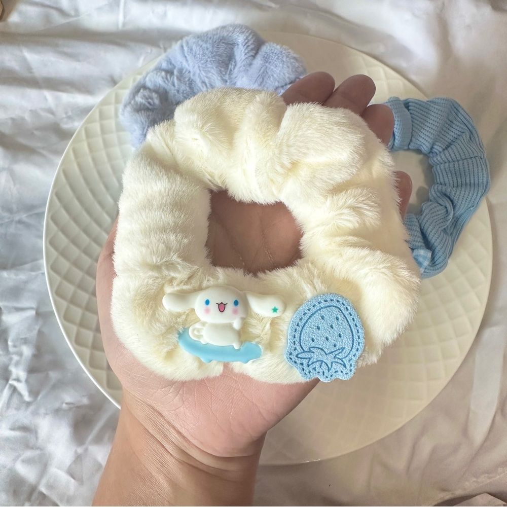 Handmade Cinnamoroll - Inspired Hair Scrunchie Set (3 - piece)