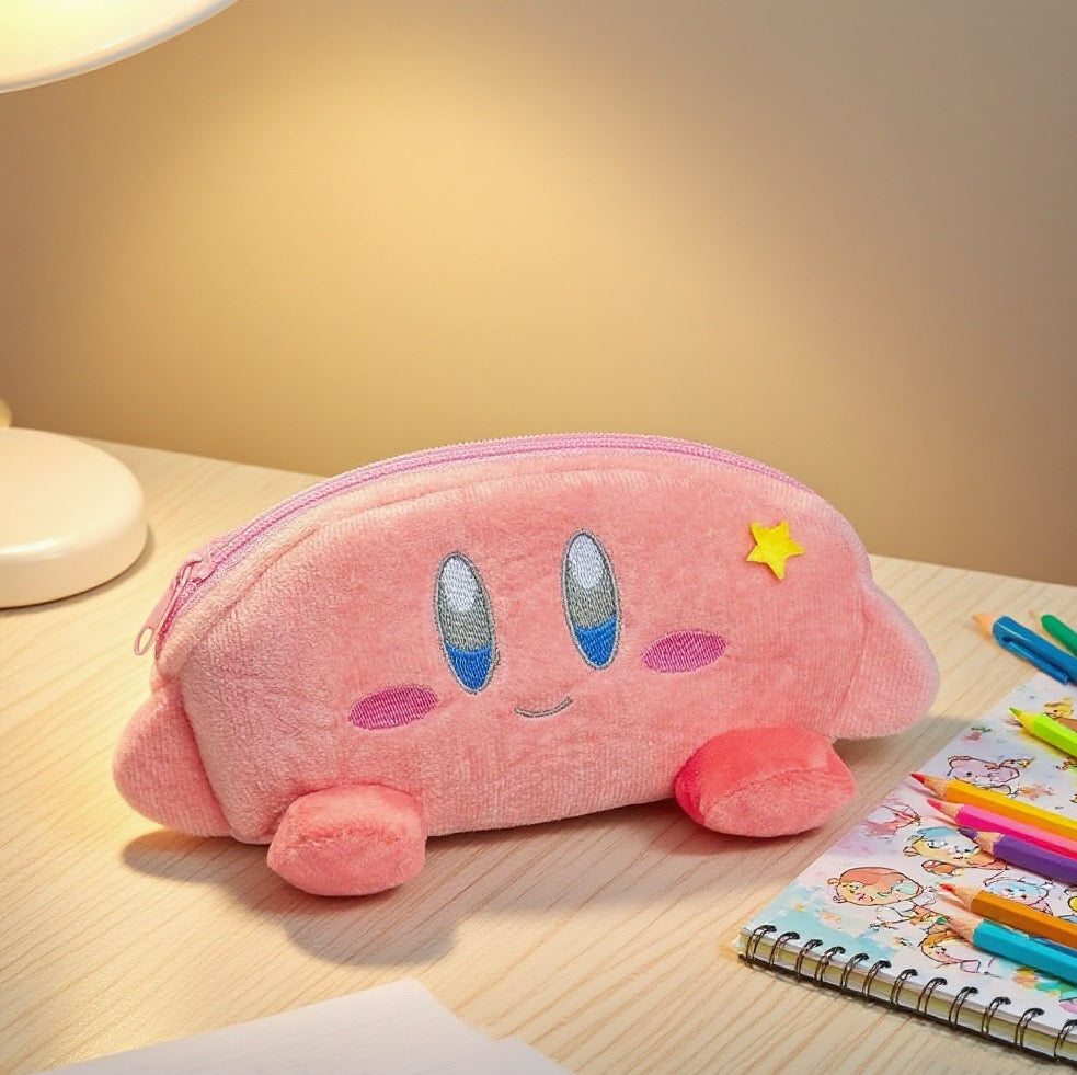 Cute Kirby Plush Pencil Case - Adorable Stationery Organizer for School & Office