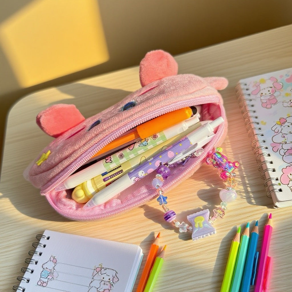 Cute Kirby Plush Pencil Case - Adorable Stationery Organizer for School & Office