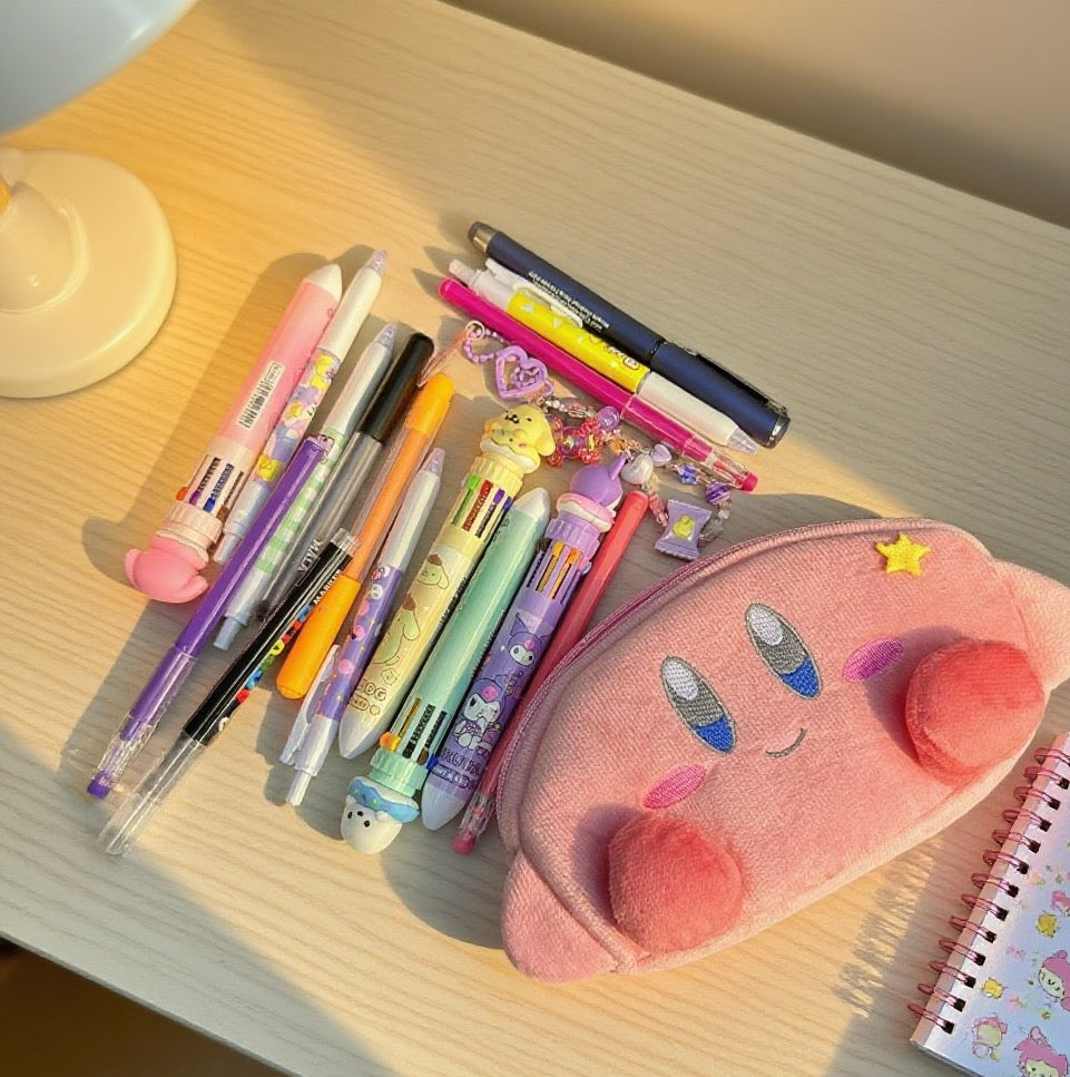 Cute Kirby Plush Pencil Case - Adorable Stationery Organizer for School & Office
