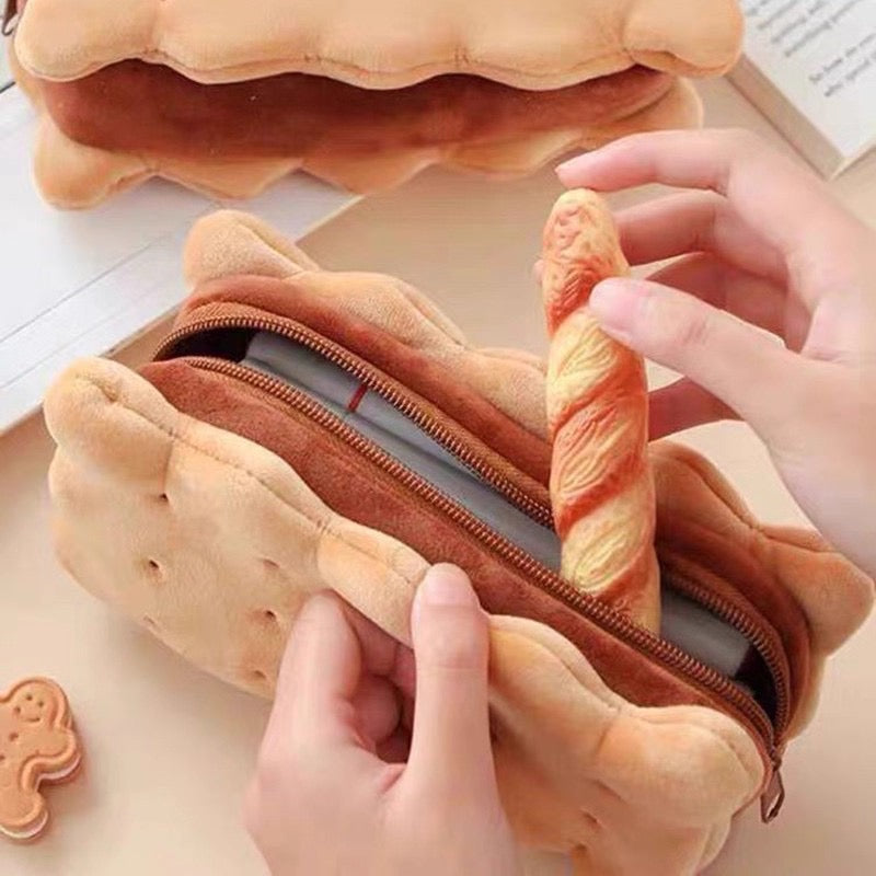 Cute Cookie - Shaped Plush Pencil Case, Adorable Stationery Organizer