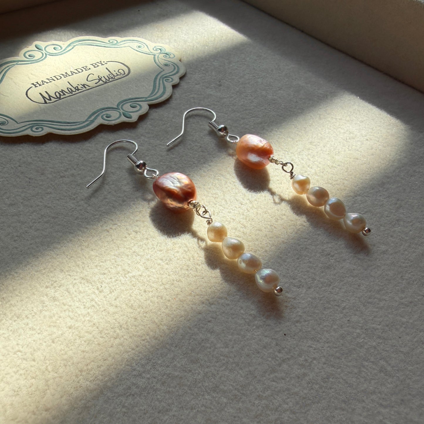 Handmade Fresh Water Baroque Pearl Dangle Earrings | Silver-Plated
