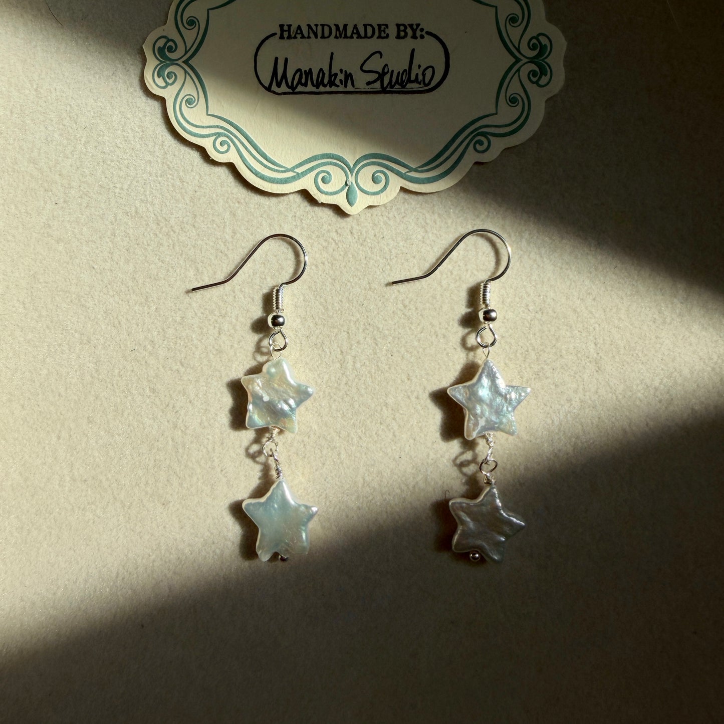Handmade Fresh Water Baroque Pearl Star Earrings