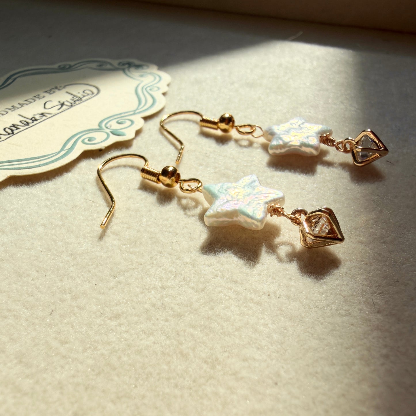 Handmade Fresh Water Baroque Pearl Star Earrings