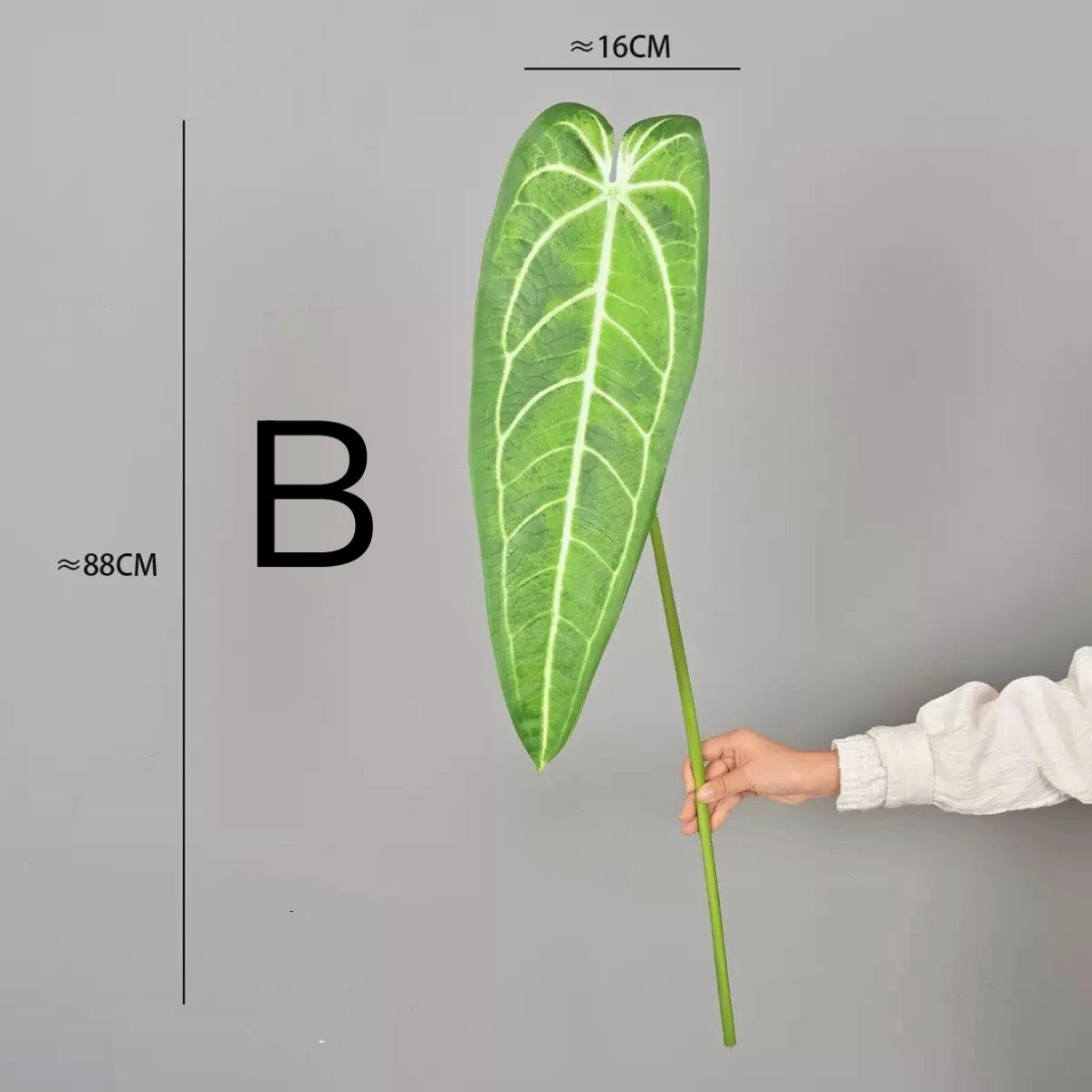 Real Touch Queen Anthurium Leaf, Ultra-Realistic Moist Feel Artificial Foliage, Luxury Faux Collector Plant Stem for Home Decor