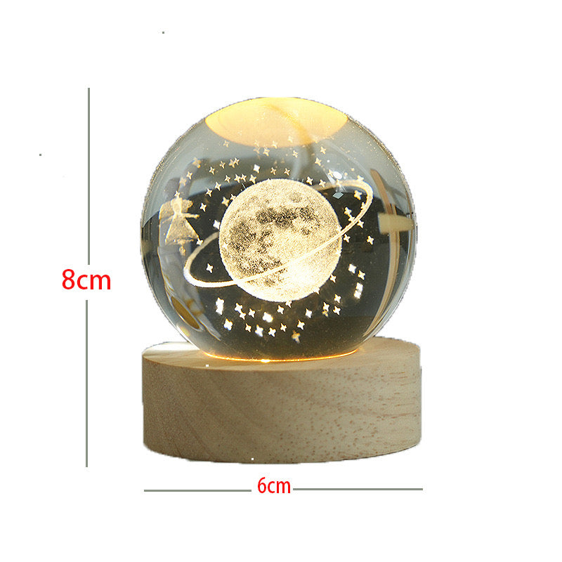 Celestial Crystal Night Lights Solar System Galaxy Moon Saturn Gift