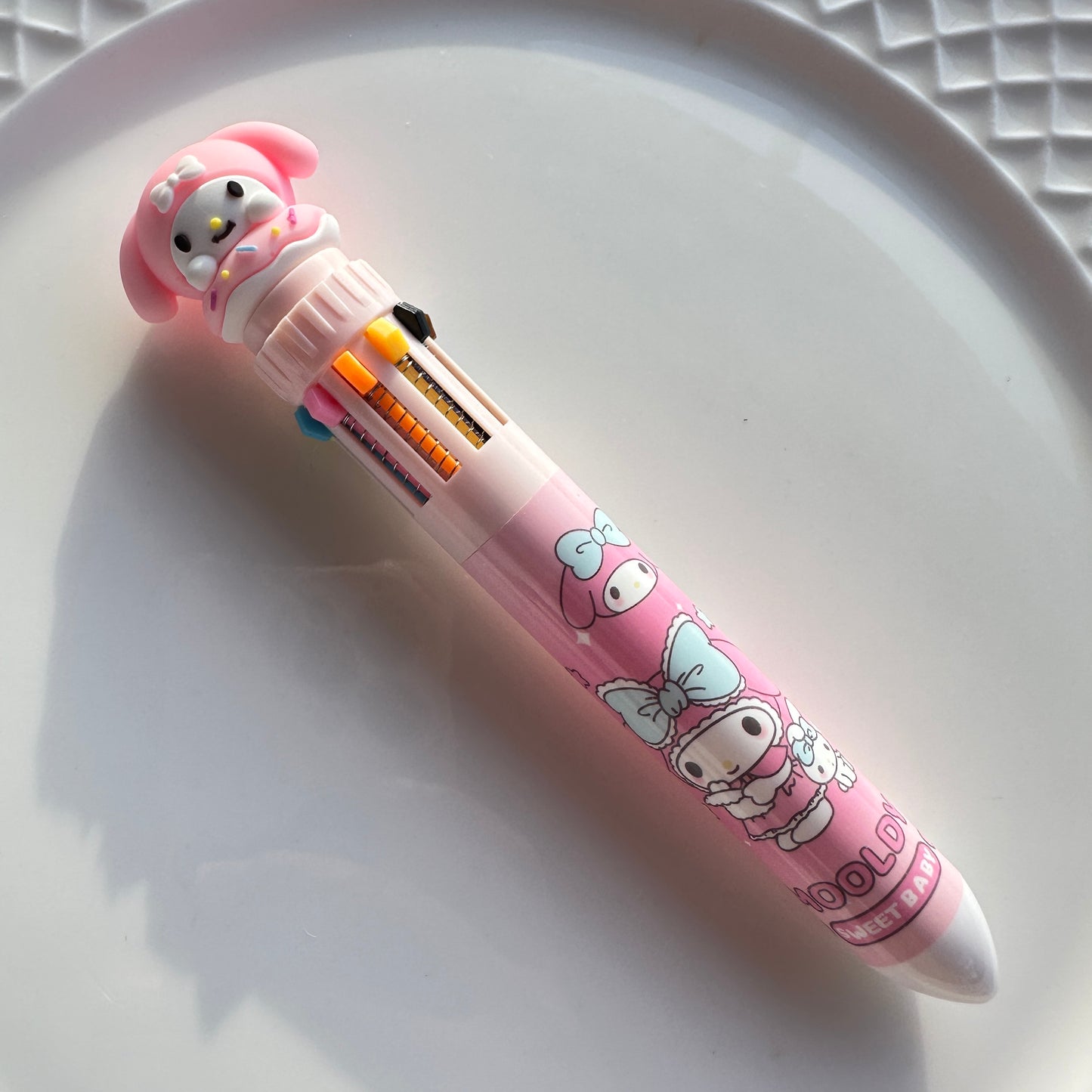 Kawaii Sanrio Multi - Color Ballpoint Pen - 10 Colors in One, Adorable Cartoon Character Design for School & Office