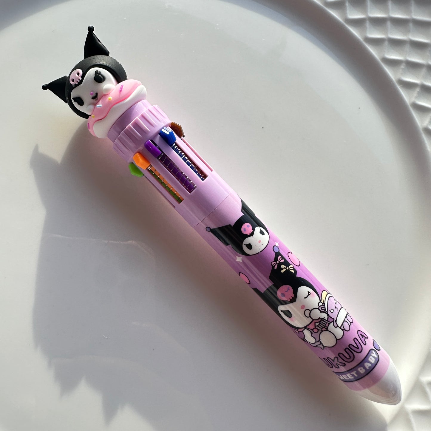 Kawaii Sanrio Multi - Color Ballpoint Pen - 10 Colors in One, Adorable Cartoon Character Design for School & Office