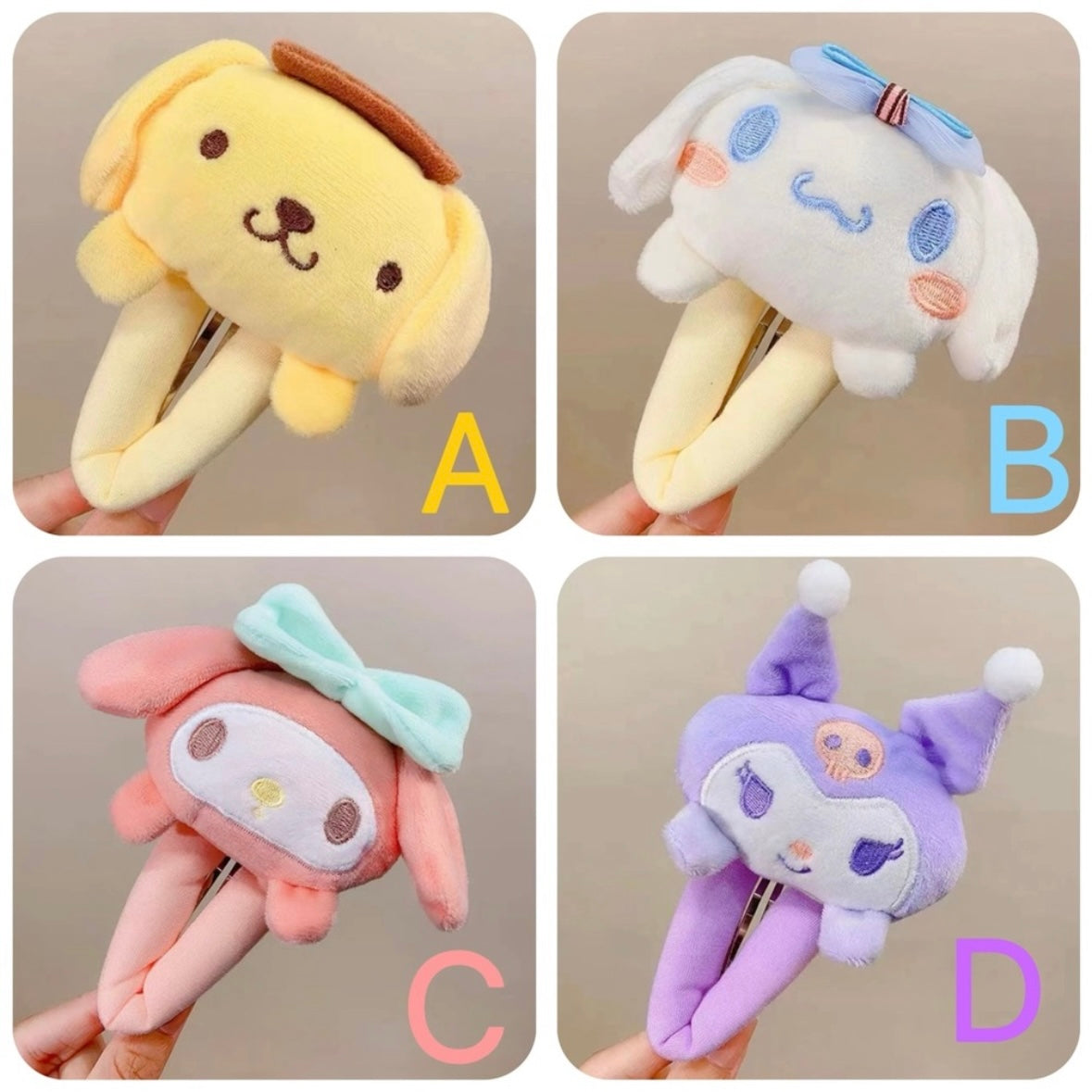 Handmade Large-sized Plush Doll Hair Clips - Sanrio-inspired Cute and Chic Hair Accessories