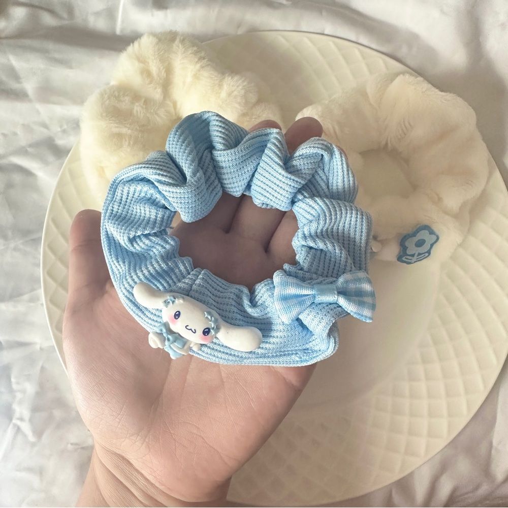 Handmade Cinnamoroll - themed Hair Scrunchie 3-Piece Set