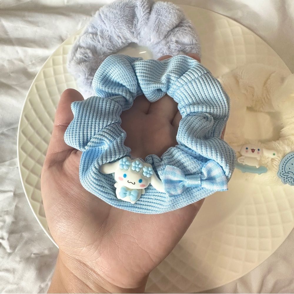 Handmade Cinnamoroll - Inspired Hair Scrunchie Set (3 - piece)