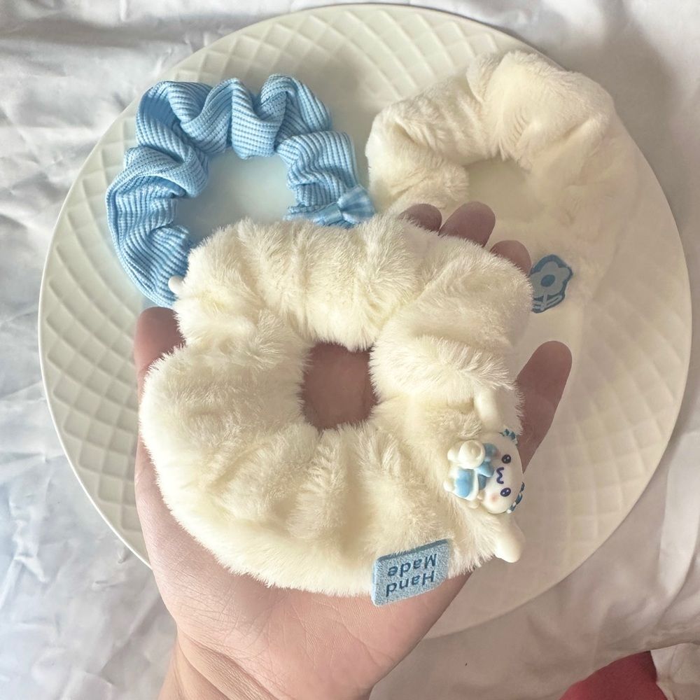 Handmade Cinnamoroll - themed Hair Scrunchie 3-Piece Set