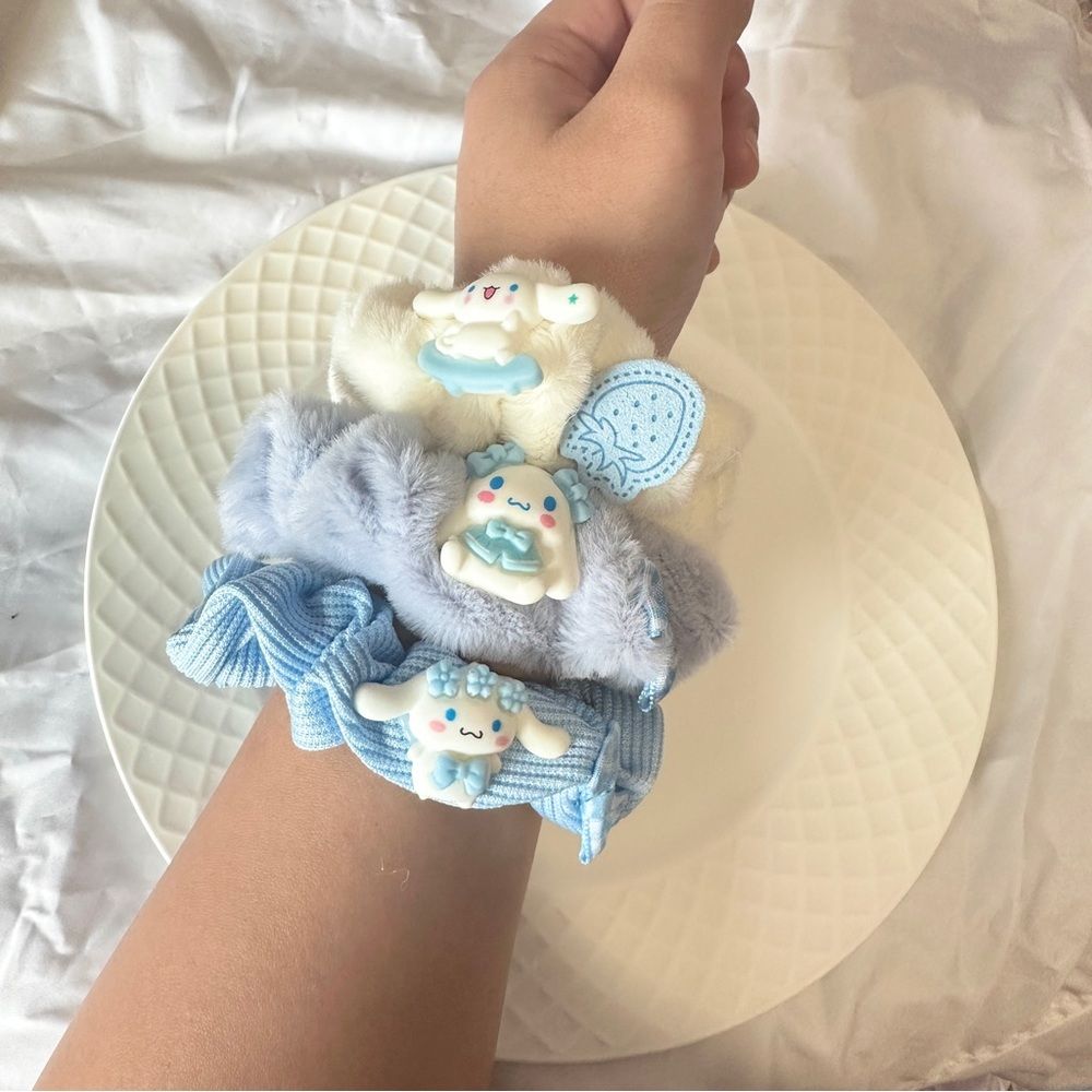 Handmade Cinnamoroll - Inspired Hair Scrunchie Set (3 - piece)