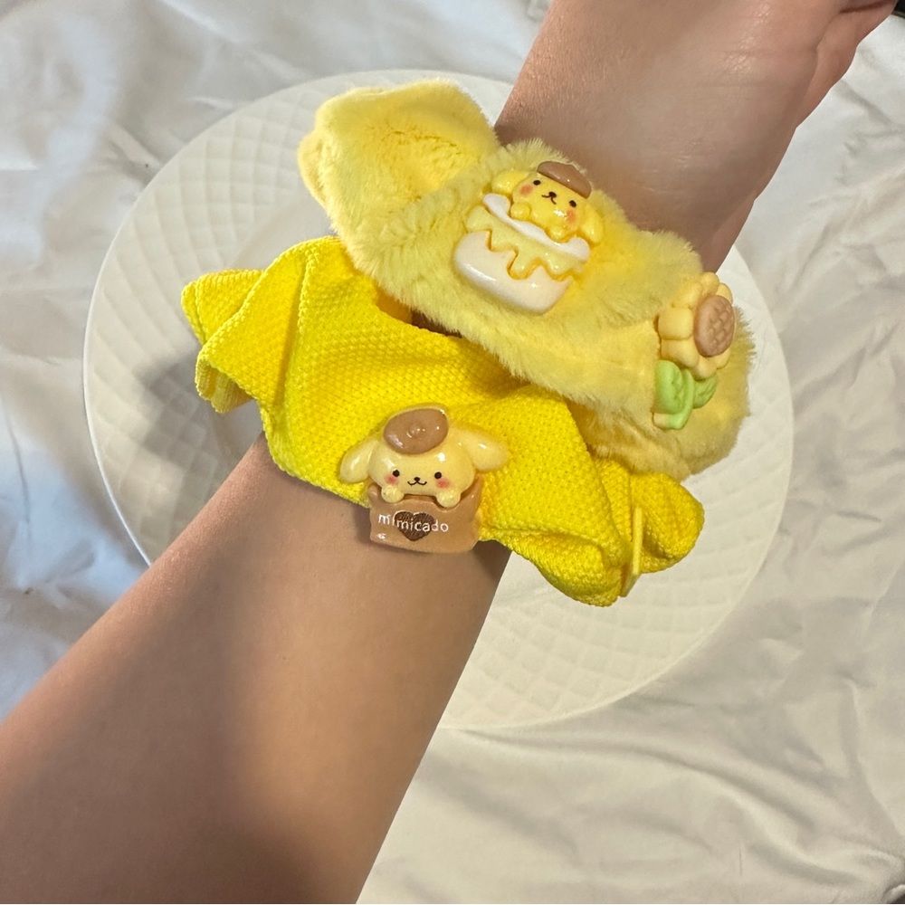 Handmade PomPomPurin - themed Hair Scrunchie Set (2 - piece)