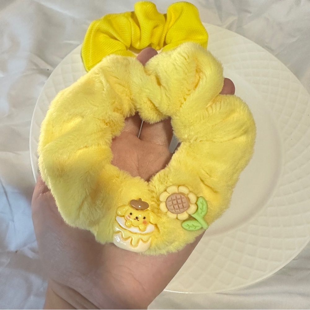 Handmade PomPomPurin - themed Hair Scrunchie Set (2 - piece)