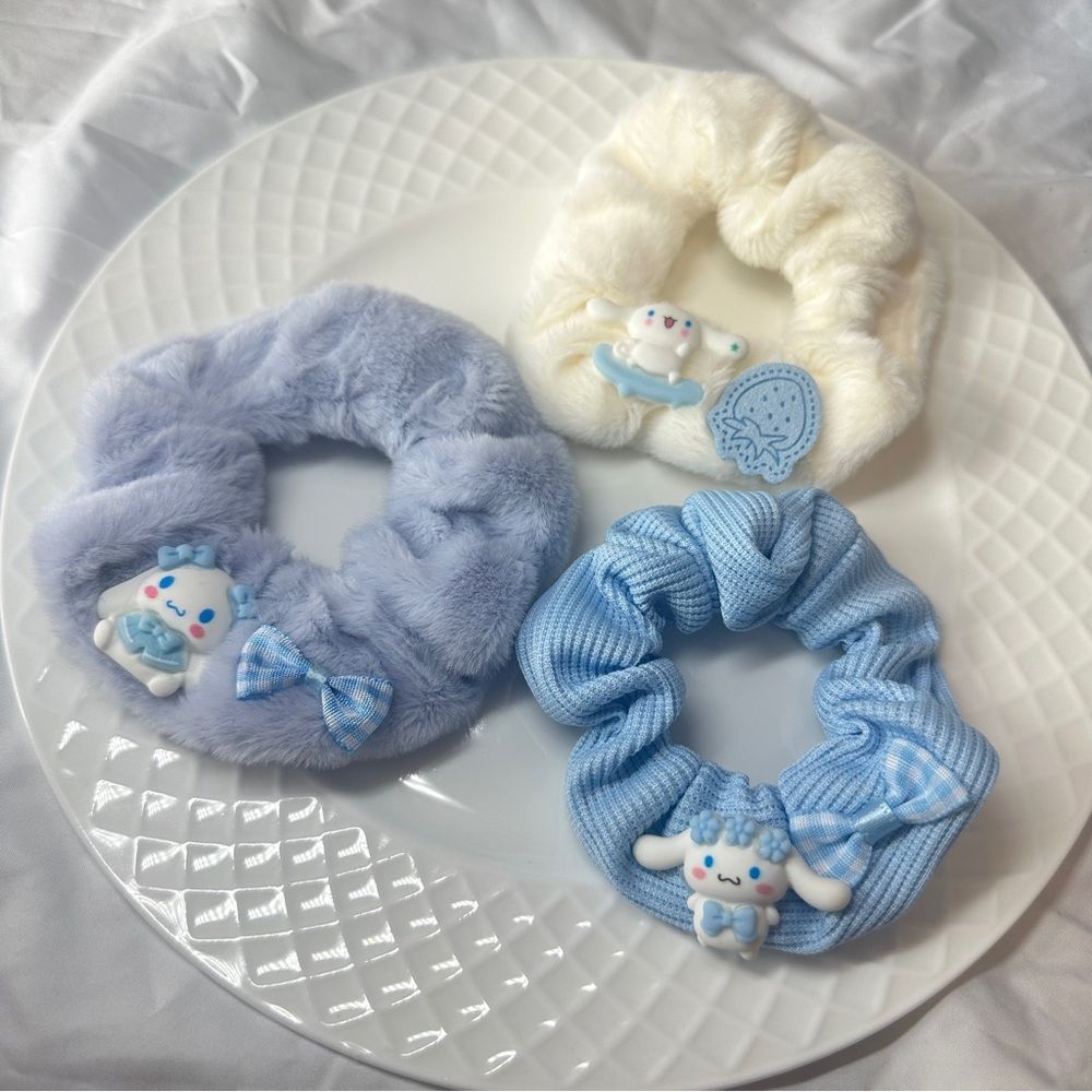 Handmade Cinnamoroll - Inspired Hair Scrunchie Set (3 - piece)