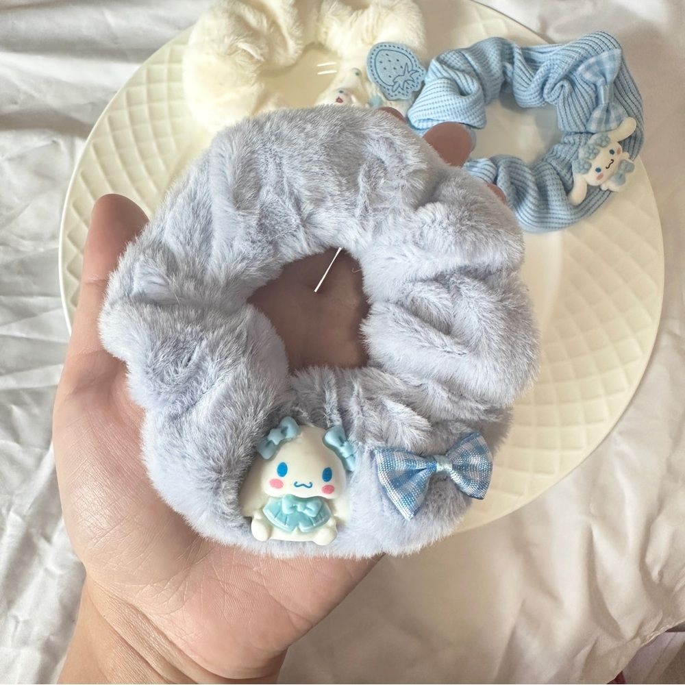 Handmade Cinnamoroll - Inspired Hair Scrunchie Set (3 - piece)