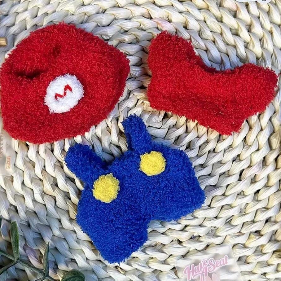 3-Piece Set Mario-Themed Outfit for Labubu & Similar Size Doll
