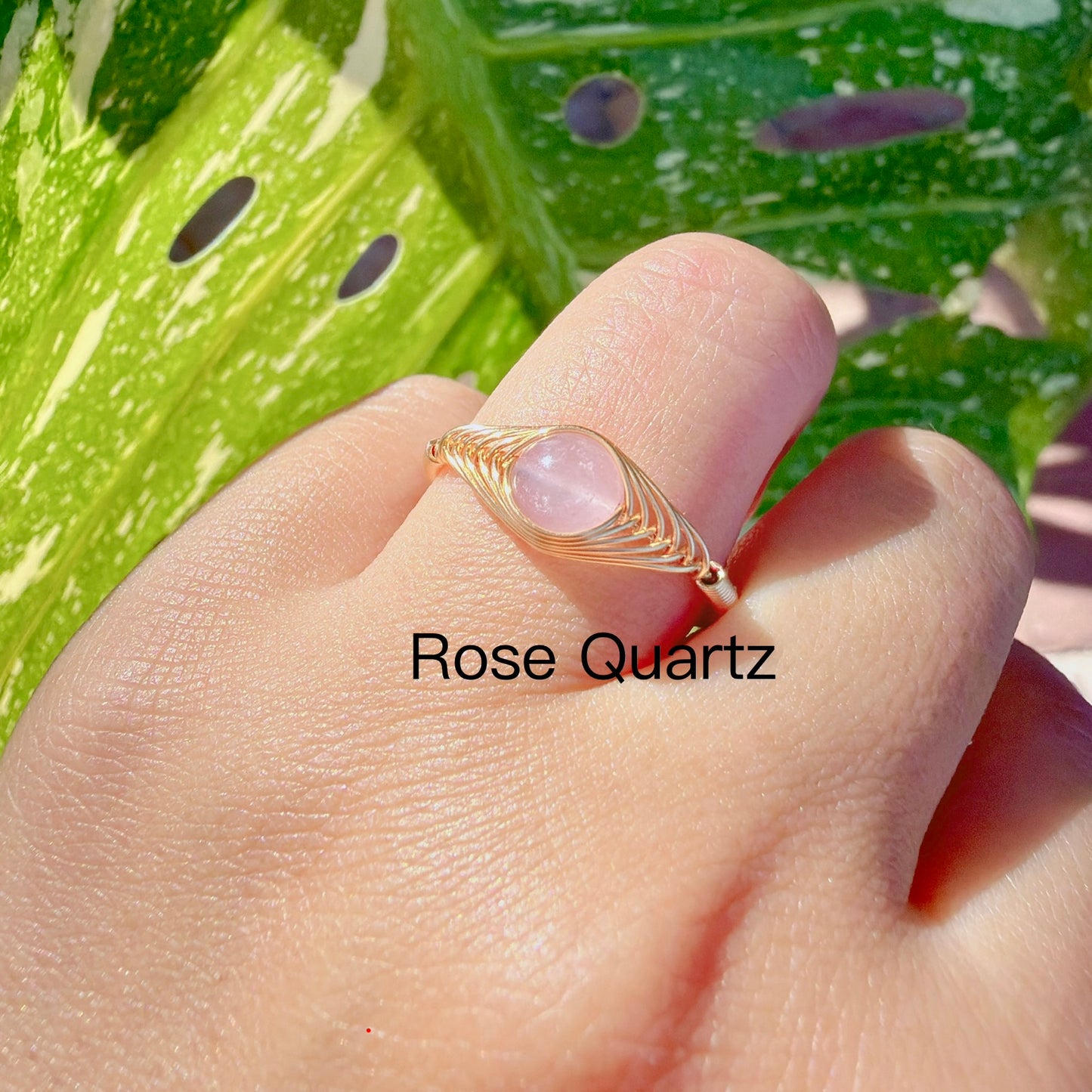 Handcrafted 14K Gold plated Wire Wrapped Ring with Natural Gemstones