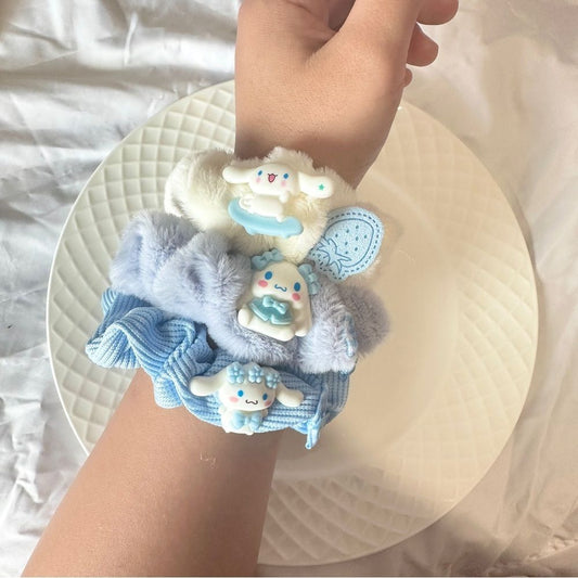Handmade Cinnamoroll - Inspired Hair Scrunchie Set (3 - piece)