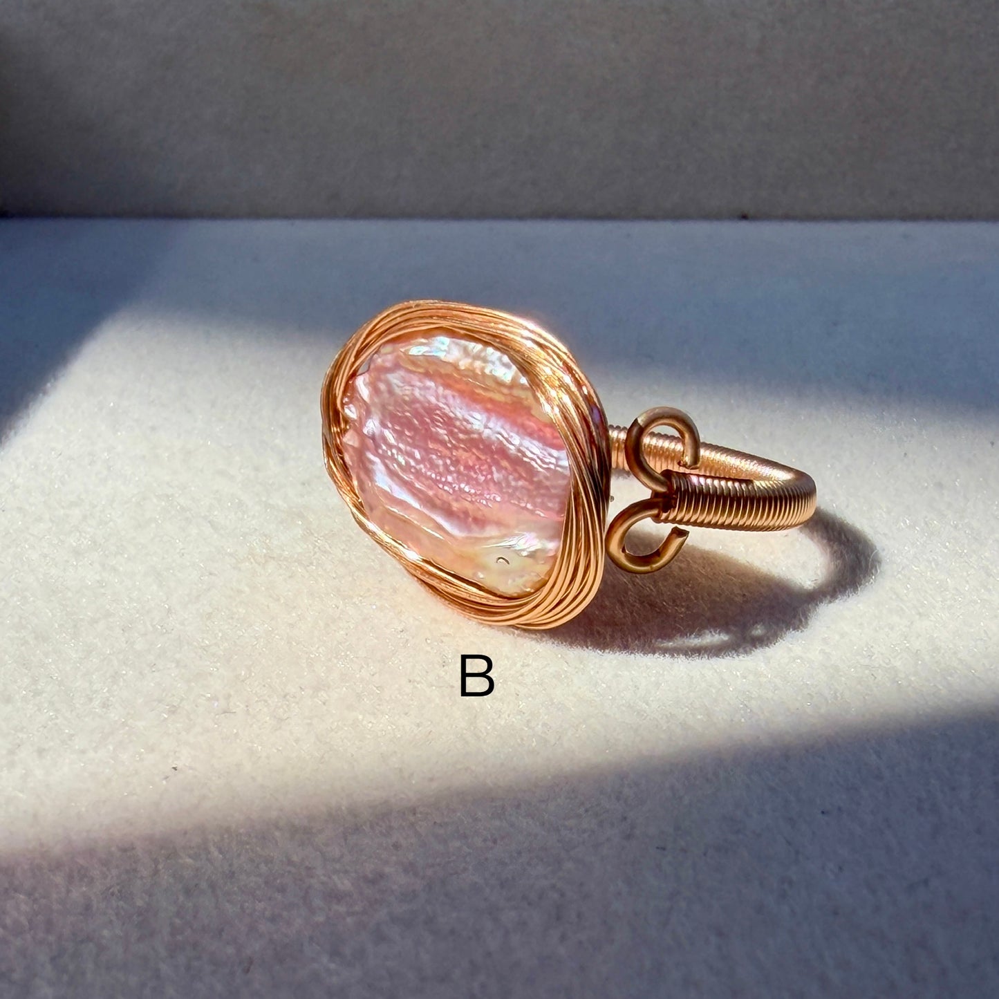 Handcrafted 14K Gold plated Wire Wrapped Ring with Natural Fresh water Baroque Pearls