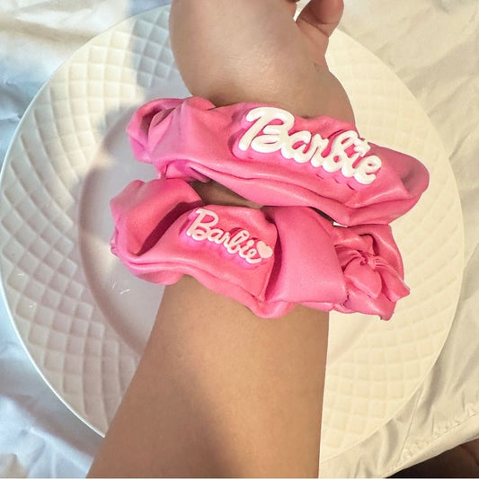 Handmade Barbie - Themed Faux Leather Hair Scrunchies Set (2 - piece)