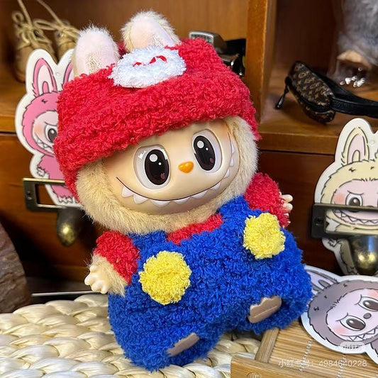3-Piece Set  Mario-Themed Outfit for Labubu & Similar Size Doll