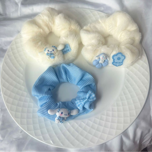 Handmade Cinnamoroll - themed Hair Scrunchie 3-Piece Set