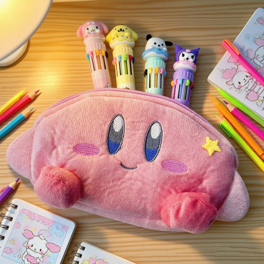 Cute Kirby Plush Pencil Case - Adorable Stationery Organizer for School & Office