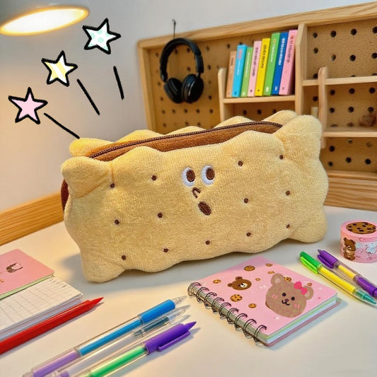 Cute Cookie - Shaped Plush Pencil Case, Adorable Stationery Organizer