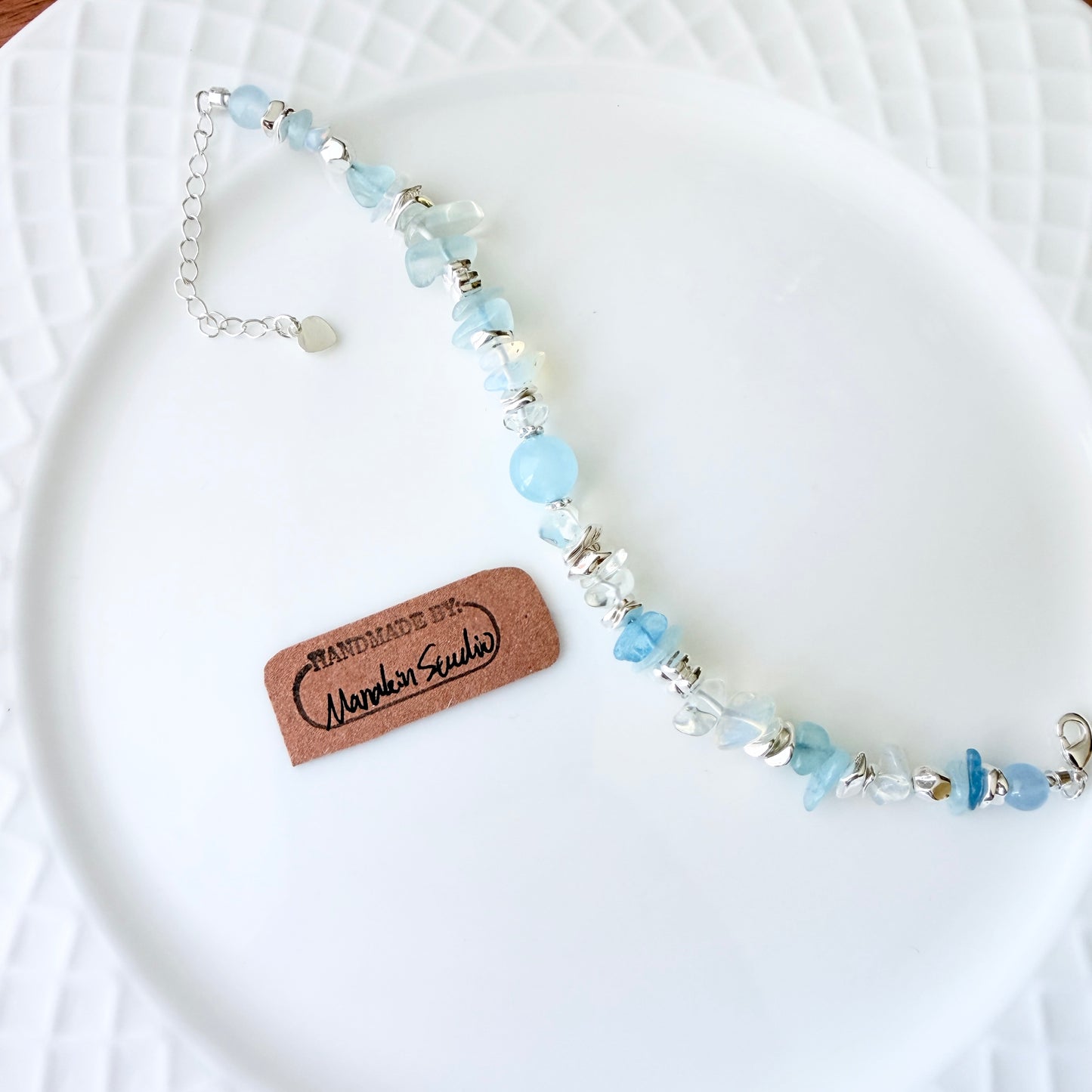 Handmade Natural Aquamarine Bracelet with Freshwater Baroque Pearls, Silver-Plated  Gemstone Beaded Bracelet