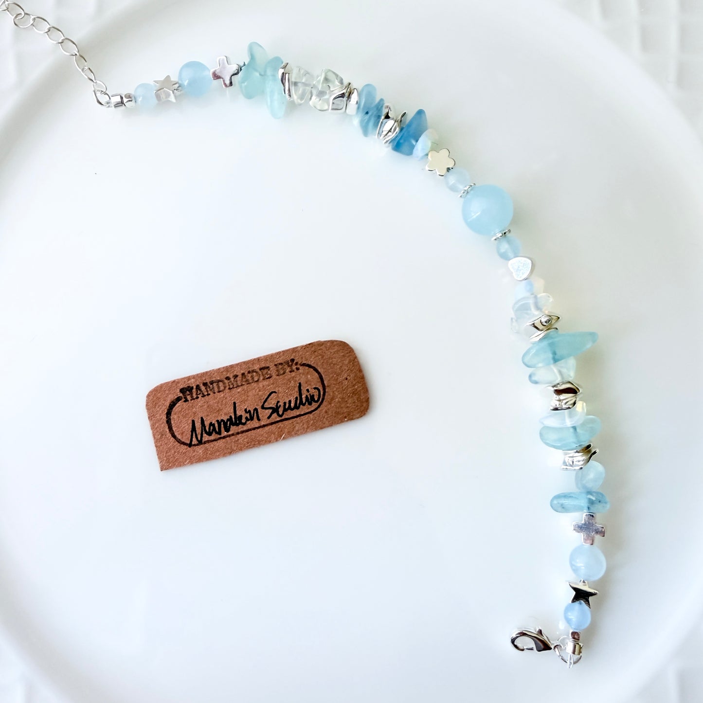 Handmade Natural Aquamarine Bracelet with Freshwater Baroque Pearls, Silver-Plated  Gemstone Beaded Bracelet