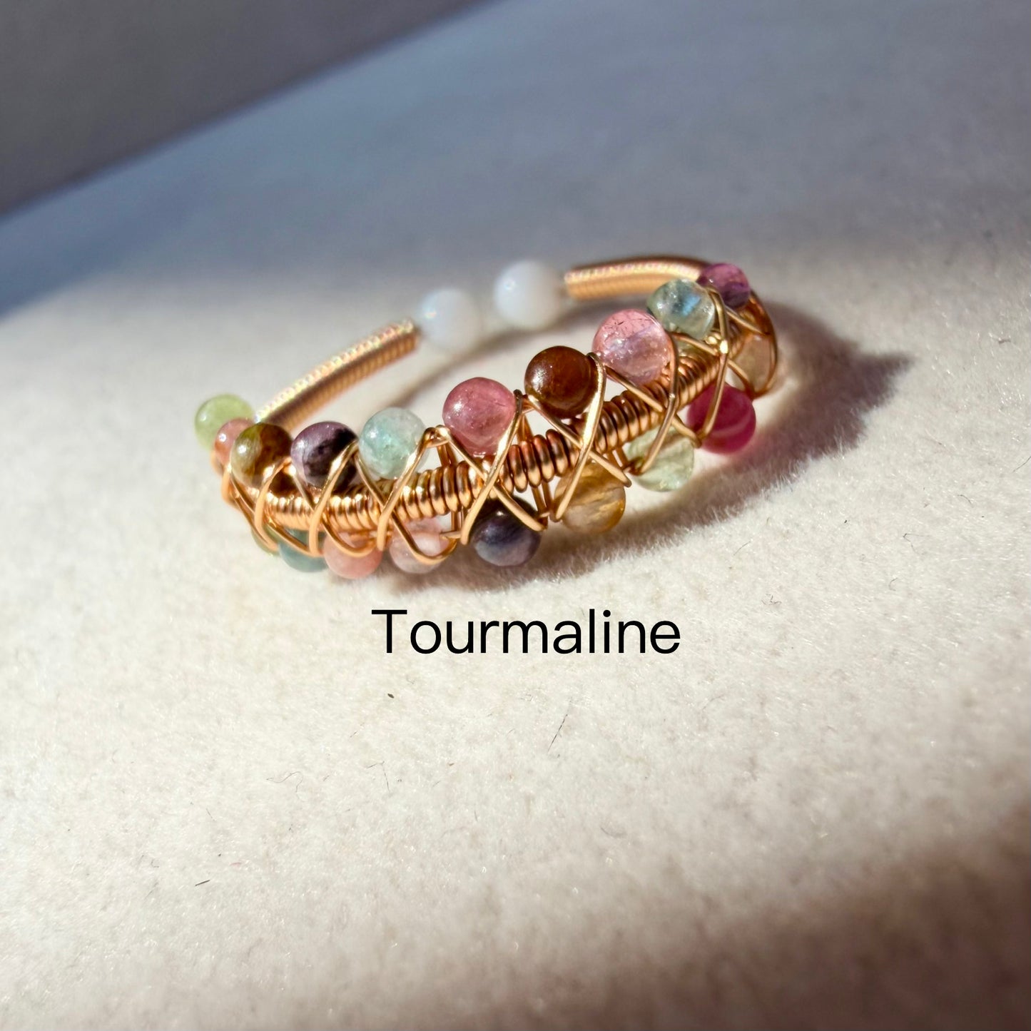 Handcrafted 14K Gold plated Wire Wrapped Ring with Natural Gemstones