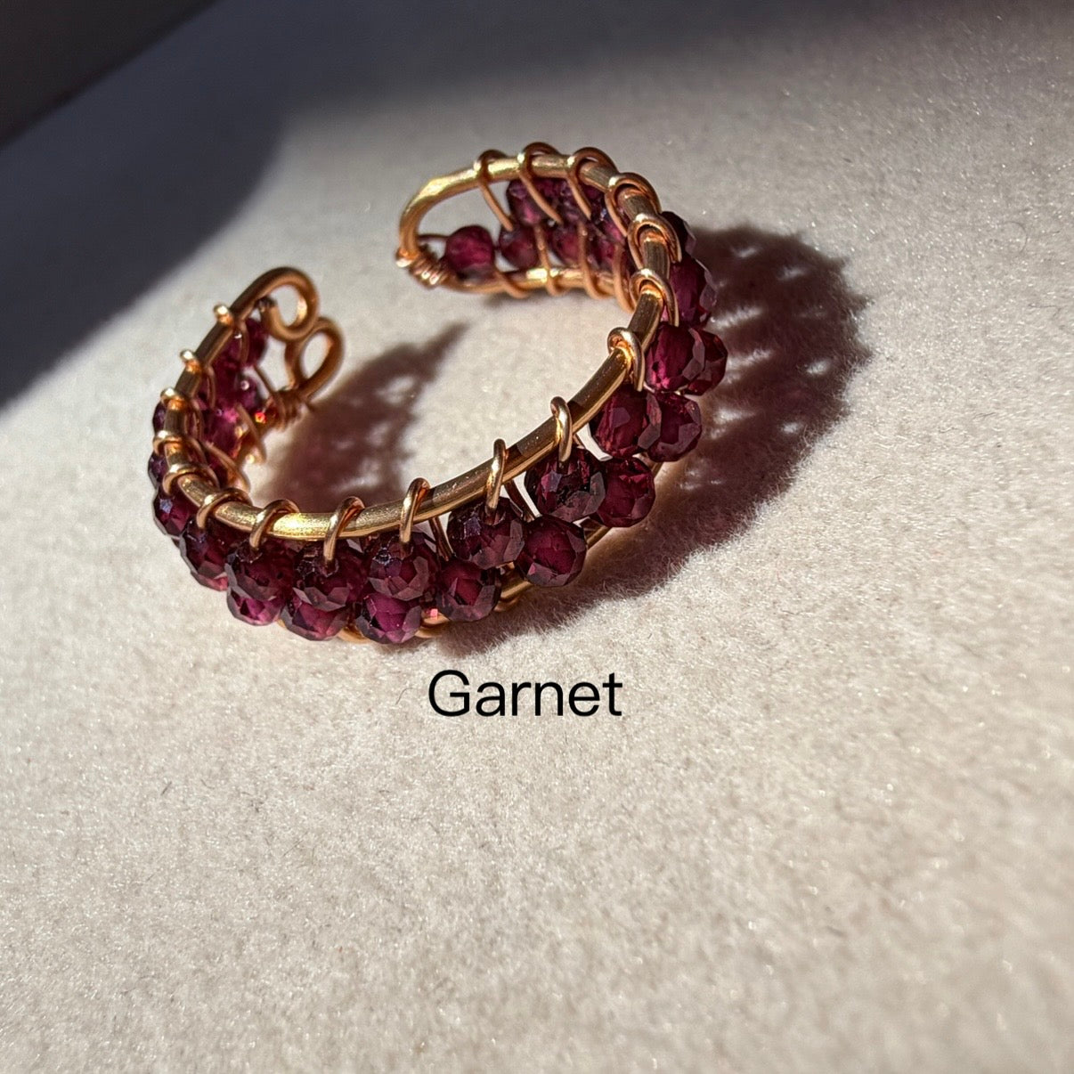 Handcrafted 14K Gold plated Wire Wrapped Ring with Natural Gemstones