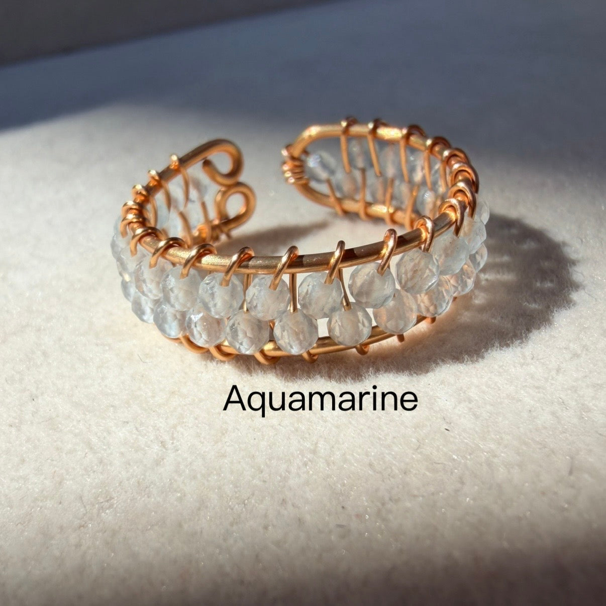 Handcrafted 14K Gold plated Wire Wrapped Ring with Natural Gemstones