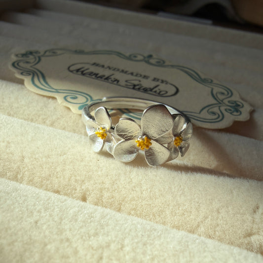 Blooming Floral Silver-Plated Adjustable Ring