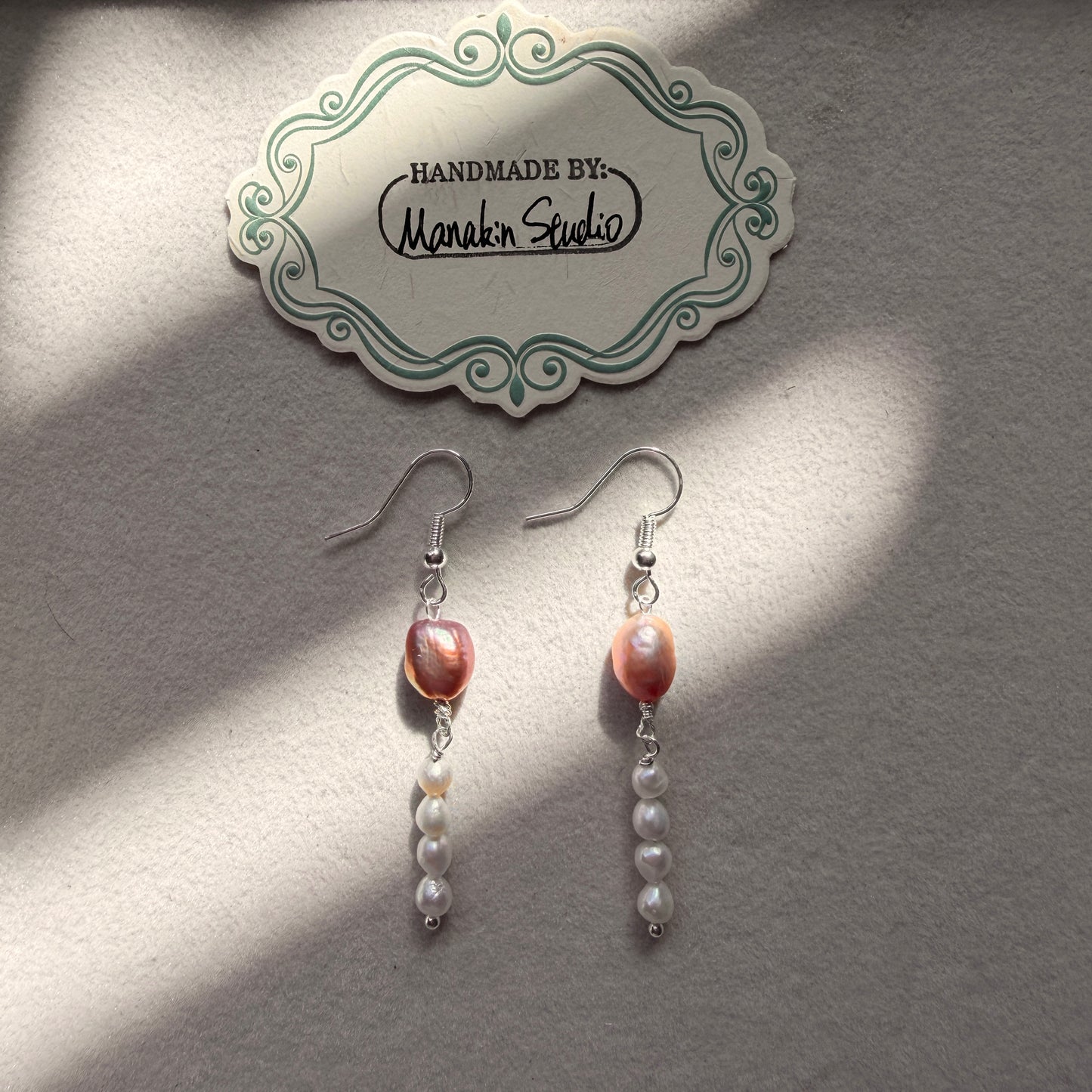 Handmade Fresh Water Baroque Pearl Dangle Earrings | Silver-Plated