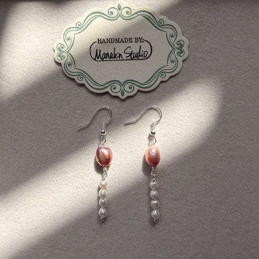 Handmade Fresh Water Baroque Pearl Dangle Earrings | Silver-Plated