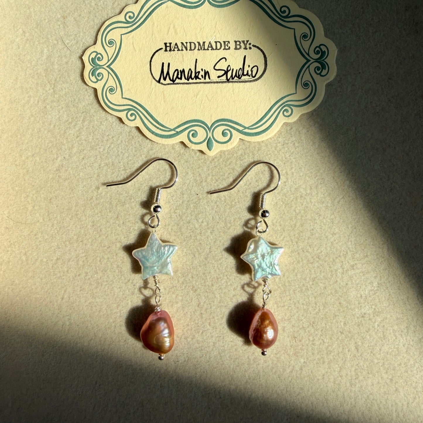 Handmade Fresh Water Baroque Pearl Star Earrings