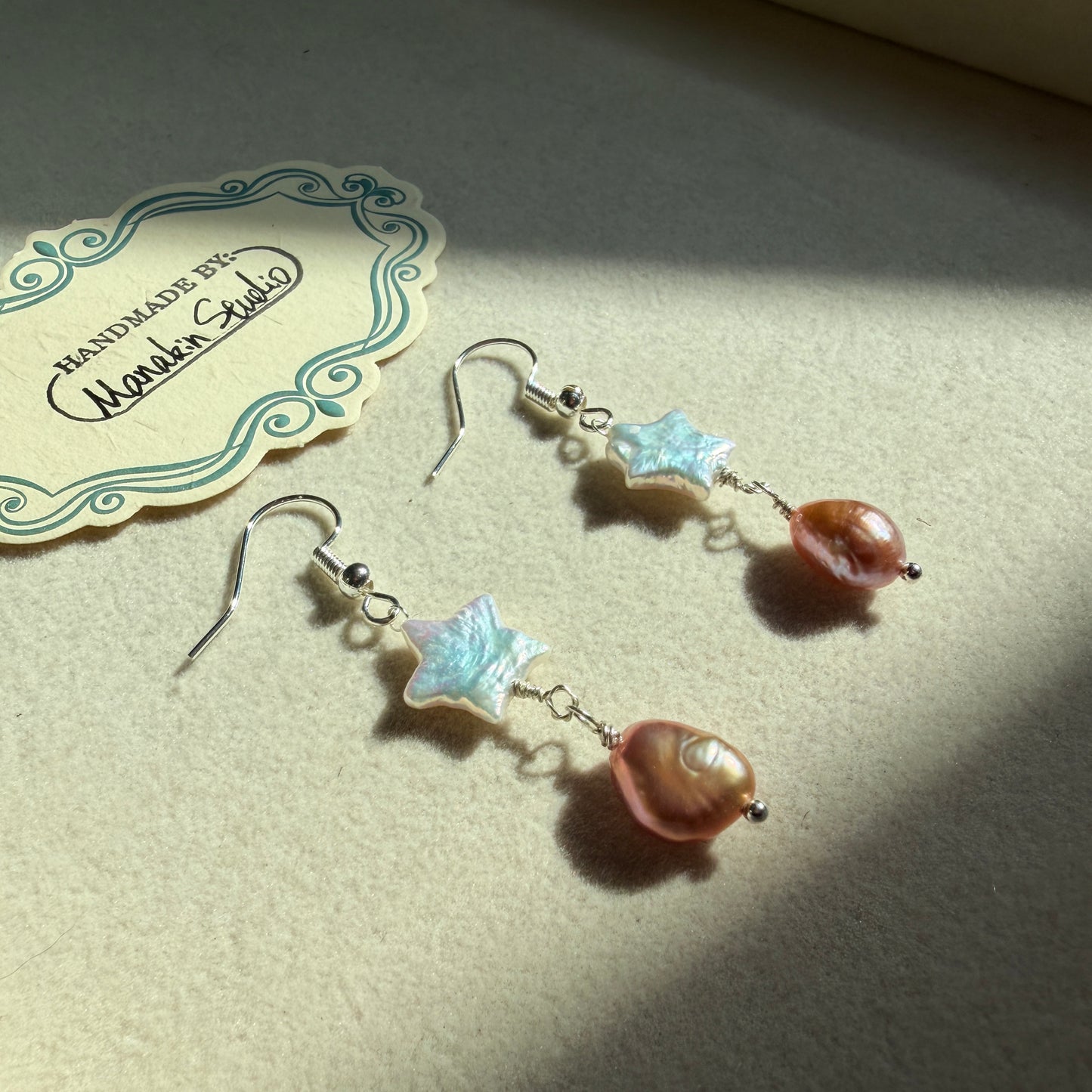 Handmade Fresh Water Baroque Pearl Star Earrings