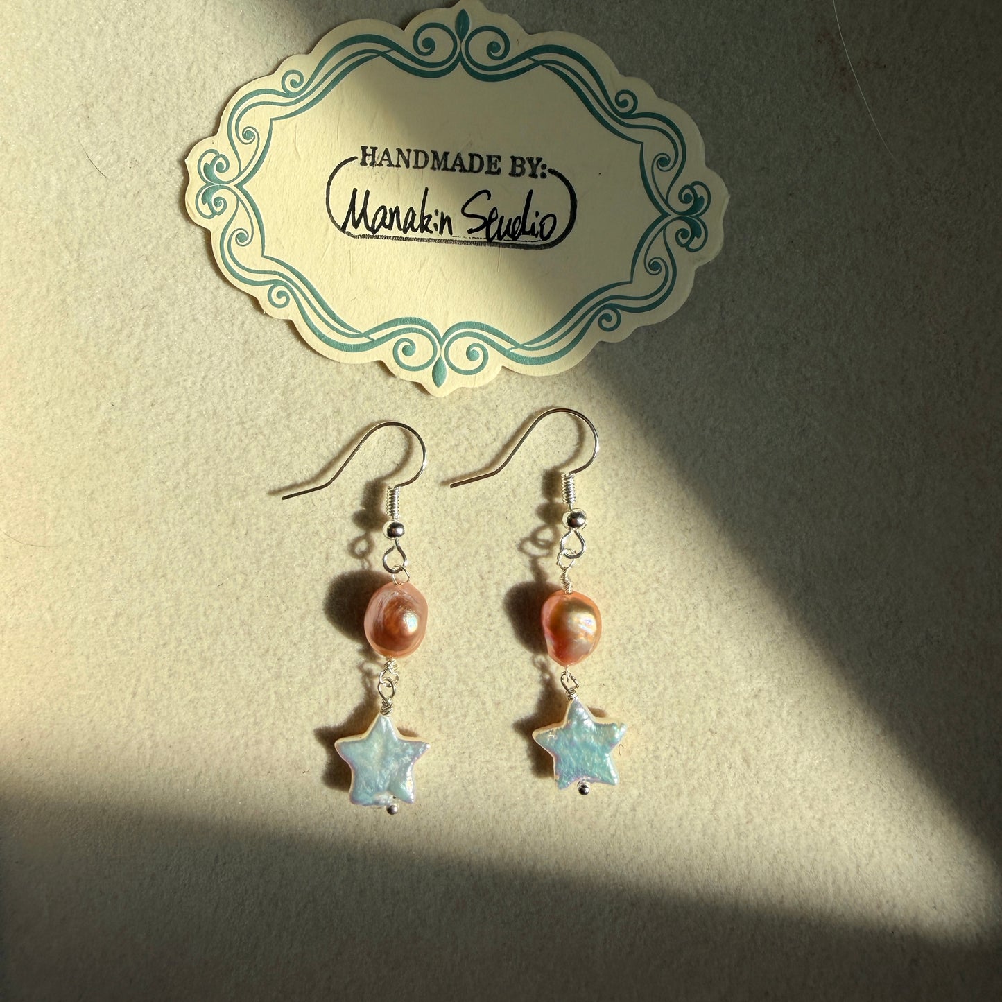 Handmade Fresh Water Baroque Pearl Star Earrings
