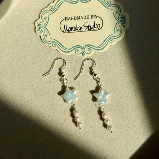 Handmade Fresh Water Baroque Pearl Star Earrings