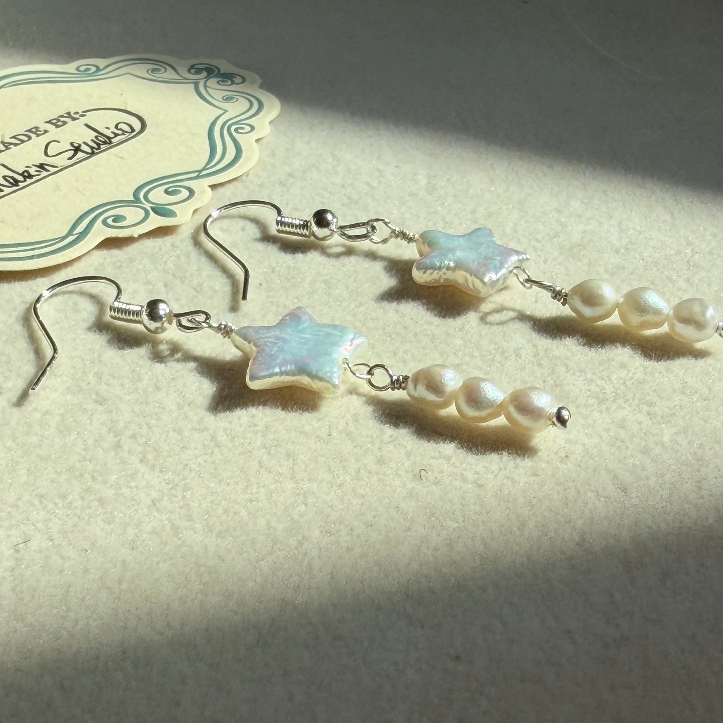 Handmade Fresh Water Baroque Pearl Star Earrings