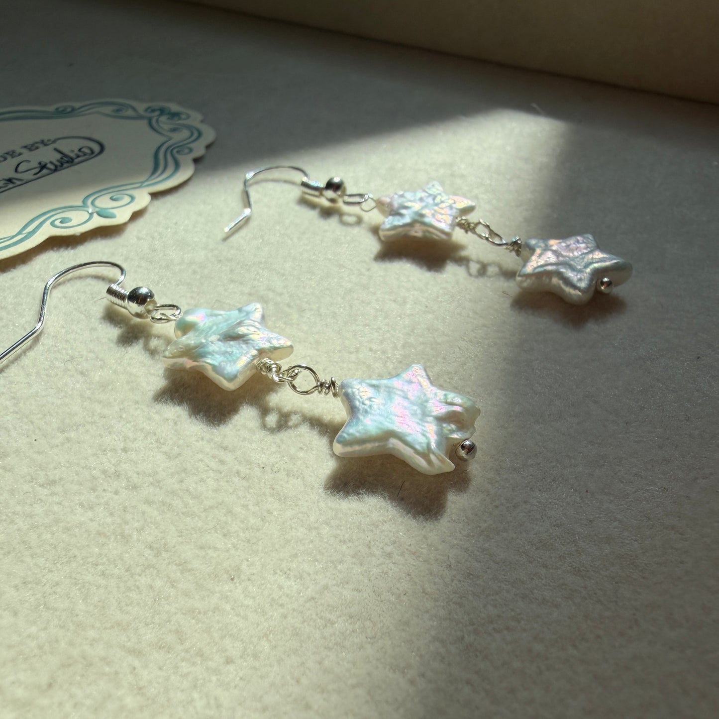 Handmade Fresh Water Baroque Pearl Star Earrings