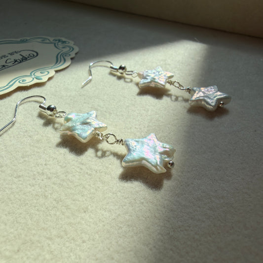 Handmade Fresh Water Baroque Pearl Star Earrings